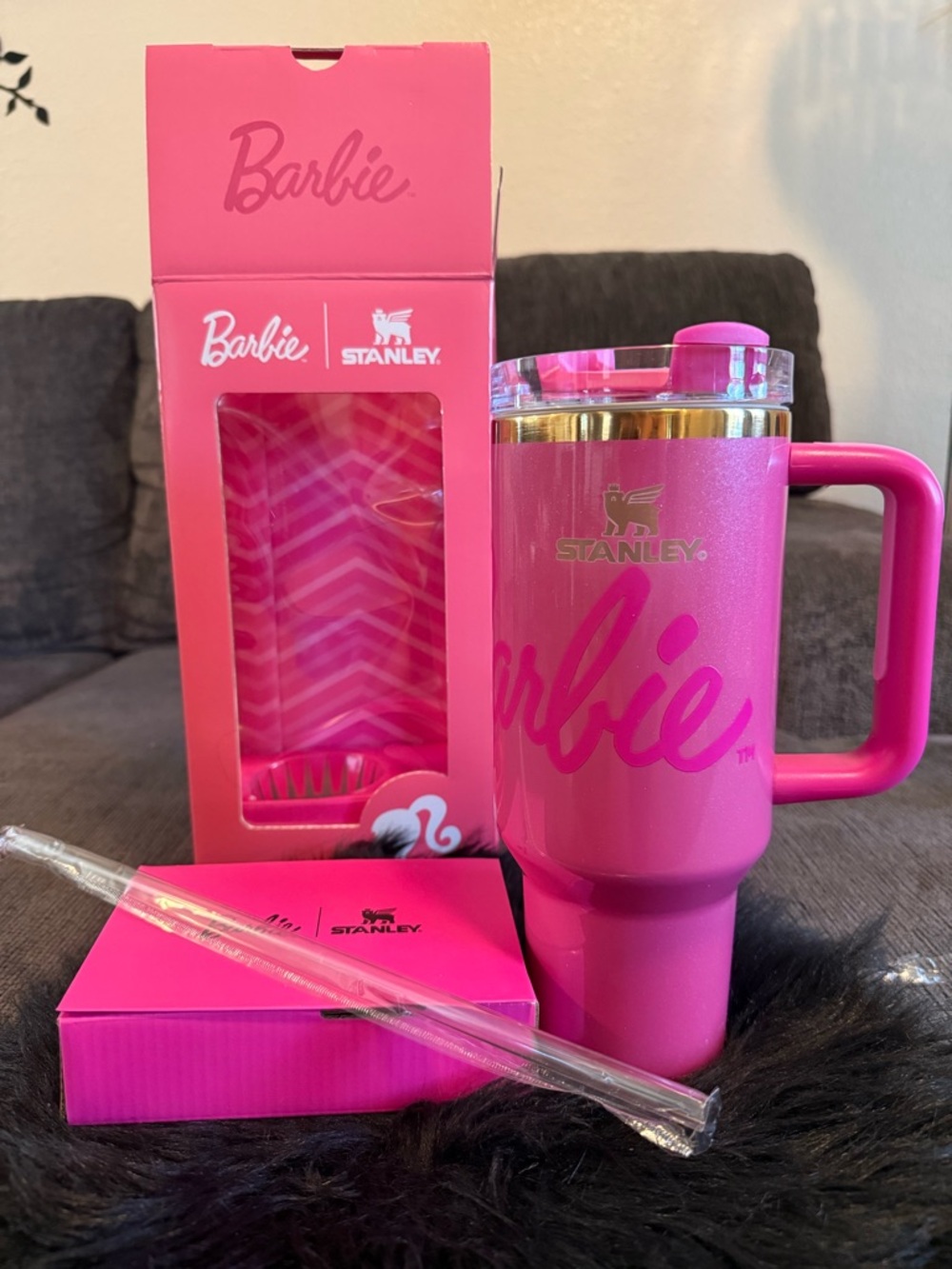 Stanley Barbie Hot Pink Travel Tumbler with Handle
